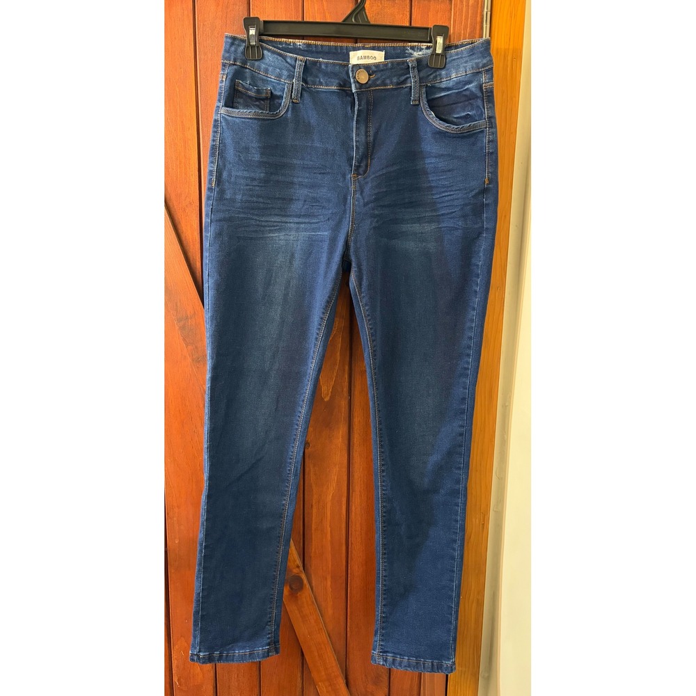 Bamboo Womens High Rise Skinny Jeans Dark Wash Denim Size 13/14 Slim Fit